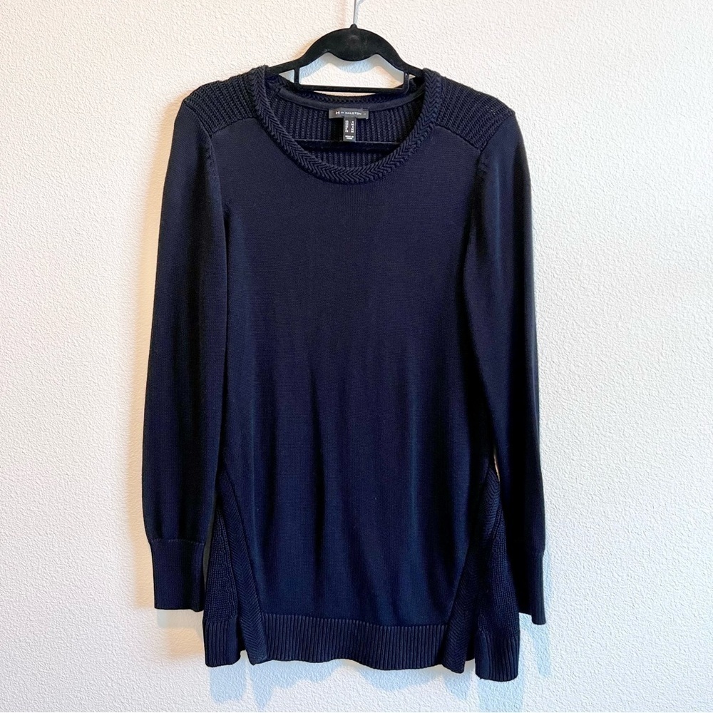 H by Halston Black Knit Pullover Sweater Womens Cotton Blend Size Small
